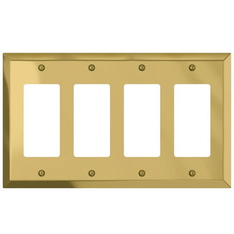 Century Polished Brass Steel - 4 Rocker Wallplate
