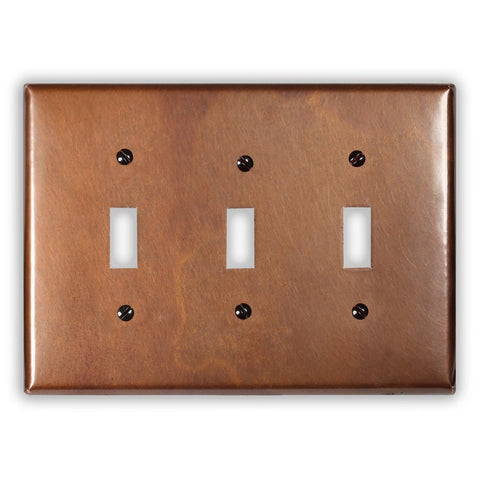Antique Copper - 3 Toggle Wallplate - Wallplate Warehouse ANTQCOP3T 819332020026 3 Toggle