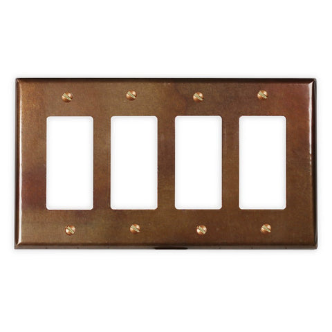 Antique Copper - 4 Rocker Wallplate - Wallplate Warehouse ANTQCOP4R 819332020088 4 Rocker