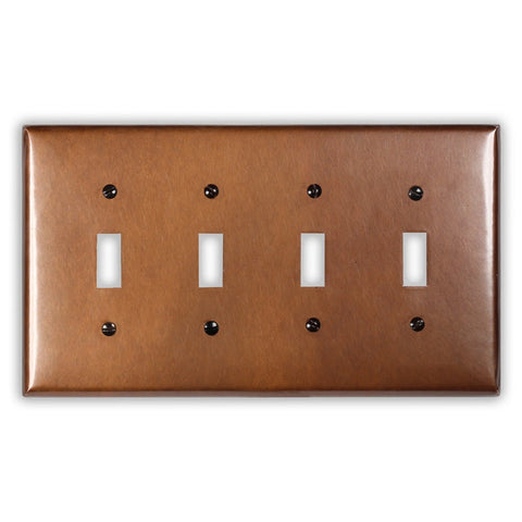 Antique Copper - 4 Toggle Wallplate - Wallplate Warehouse ANTQCOP4T 819332020033 4 Toggle