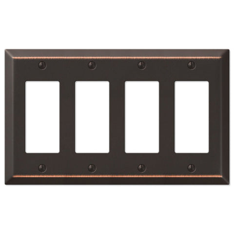 Century Aged Bronze Steel - 4 Rocker Wallplate - Wallplate Warehouse 163R4DB 070686556870 4 Rocker
