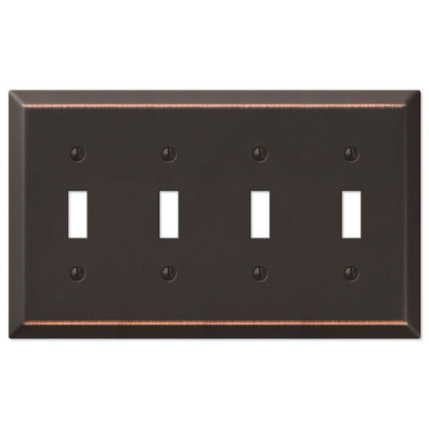 Century Aged Bronze Steel - 4 Toggle Wallplate - Wallplate Warehouse 163T4DB 070686556863 4 Toggle