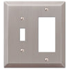 Century Brushed Nickel Steel - 1 Toggle / 1 Rocker Wallplate - Wallplate Warehouse 163TRBN 070686569368 1 Toggle / 1 Rocker