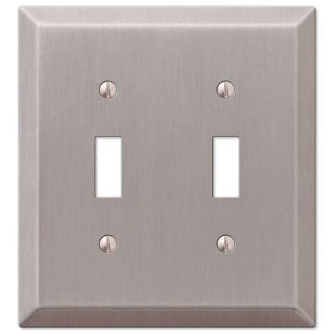 Century Brushed Nickel Steel - 2 Toggle Wallplate - Wallplate Warehouse 163TTBN 070686569269 2 Toggle