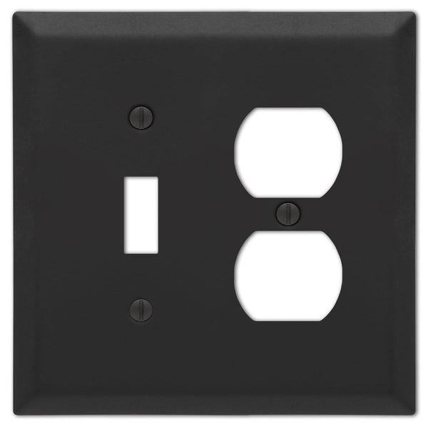 Century Matte Black Steel - 1 Toggle / 1 Duplex Wallplate - Wallplate Warehouse 163TDMB 070686004593 1 Toggle / 1 Duplex