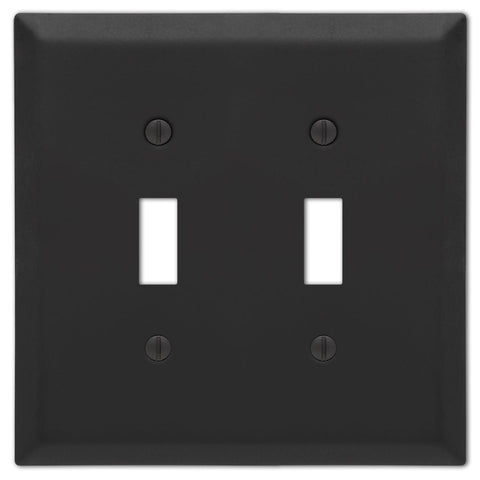 Century Matte Black Steel - 2 Toggle Wallplate - Wallplate Warehouse 163TTMB 070686004531 1 Toggle