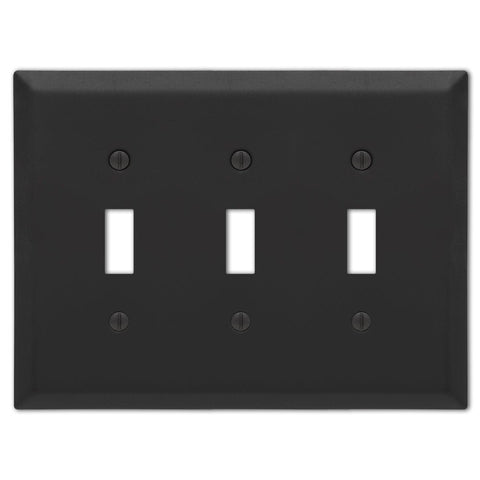 Century Matte Black Steel - 3 Toggle Wallplate - Wallplate Warehouse 163TTTMB 070686004548 3 Rocker