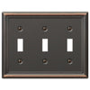 Chelsea Aged Bronze Steel - 3 Toggle Wallplate - Wallplate Warehouse 149TTTDB 070686559796 3 Toggle