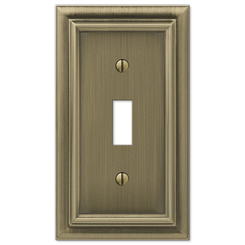 Continental Brushed Brass Cast - 1 Toggle Wallplate - Wallplate Warehouse 94TBB 070686555606 1 Toggle