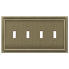 Continental Brushed Brass Cast - 4 Toggle Wallplate - Wallplate Warehouse 94T4BB 070686557228 4 Toggle