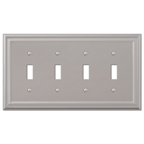 Continental Satin Nickel Cast - 4 Toggle Wallplate - Wallplate Warehouse 94T4N 070686557303 4 Toggle