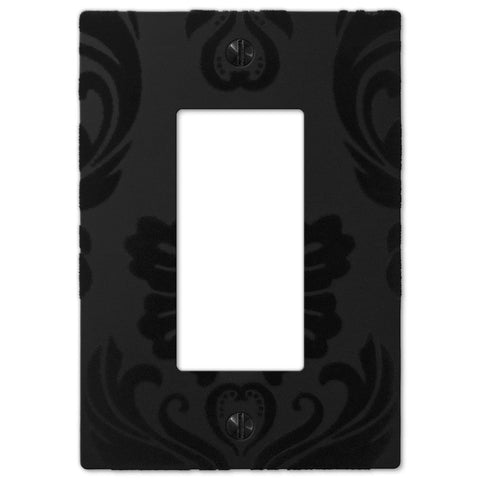 Damask Black Plastic - 1 Rocker Wallplate - Wallplate Warehouse 40RBK 070686565759 1 Rocker