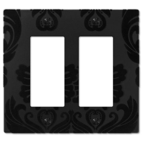 Damask Black Plastic - 2 Rocker Wallplate - Wallplate Warehouse 40RRBK 070686565773 2 Rocker