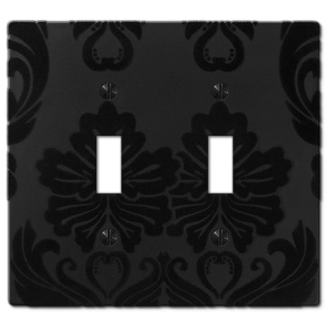Damask Black Plastic - 2 Toggle Wallplate - Wallplate Warehouse 40TTBK 070686565766 2 Toggle