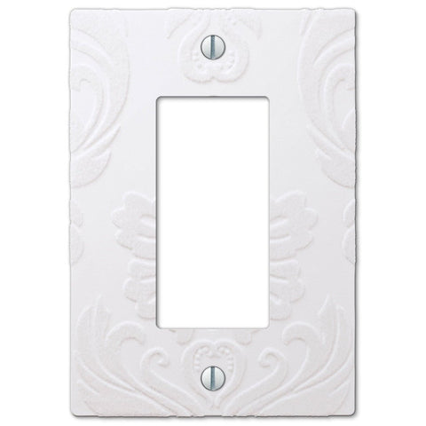 Damask White Plastic - 1 Rocker Wallplate - Wallplate Warehouse 40RW 070686565704 1 Rocker