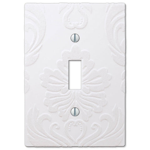 Damask White Plastic - 1 Toggle Wallplate - Wallplate Warehouse 40TW 070686565681 1 Toggle