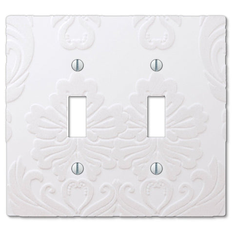 Damask White Plastic - 2 Toggle Wallplate - Wallplate Warehouse 40TTW 070686565711 2 Toggle
