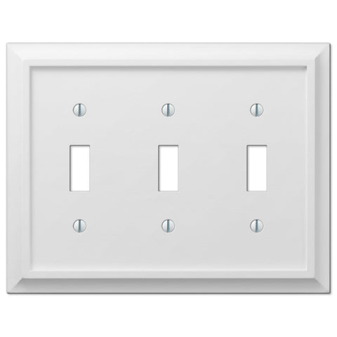 Deerfield White Wood - 3 Toggle Wallplate - Wallplate Warehouse 2040TTTW 070686586211 3 Toggle