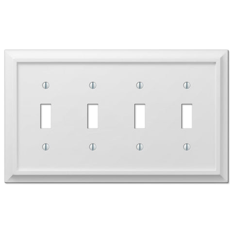 Deerfield White Wood - 4 Toggle Wallplate - Wallplate Warehouse 2040T4W 070686586228 4 Toggle