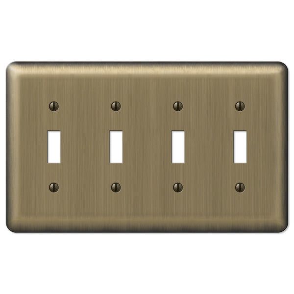 Devon Brushed Brass Steel - 4 Toggle Wallplate - Wallplate Warehouse 154T4 070686555255 4 Toggle