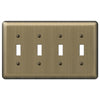 Devon Brushed Brass Steel - 4 Toggle Wallplate - Wallplate Warehouse 154T4 070686555255 4 Toggle