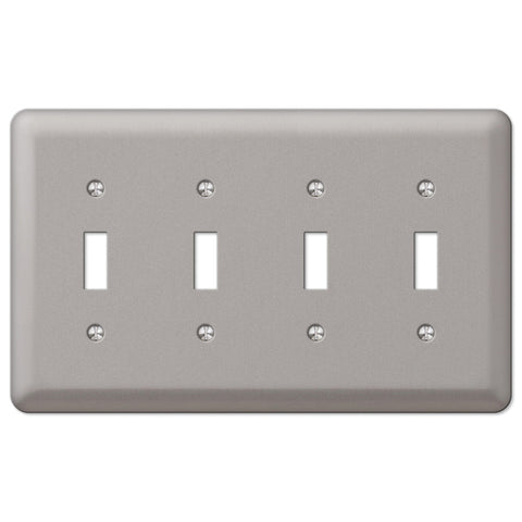 Devon Brushed Nickel Steel - 4 Toggle Wallplate - Wallplate Warehouse 2T4PW 070686555743 4 Toggle