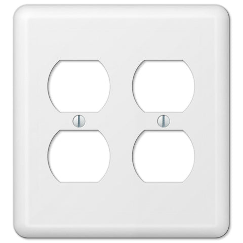 Devon White Steel - 2 Duplex Wallplate - Wallplate Warehouse 935DDW 070686401125 2 Duplex