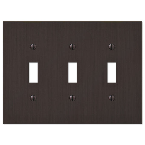 Elan Aged Bronze Cast - 3 Toggle Wallplate - Wallplate Warehouse 55TTTDB 070686573426 3 Toggle