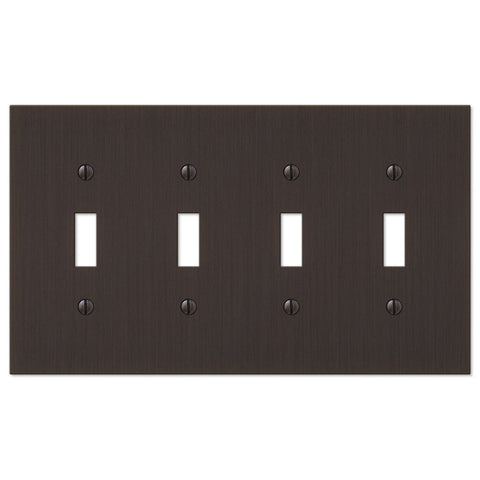 Elan Aged Bronze Cast - 4 Toggle Wallplate - Wallplate Warehouse 55T4DB 070686573440 4 Toggle