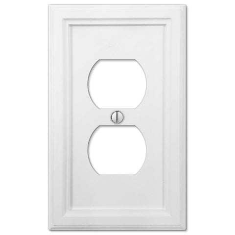 Elly White Wood - 1 Duplex Wallplate - Wallplate Warehouse 4052DW 070686585283 1 Duplex