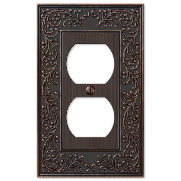 English Garden Aged Bronze Cast - 1 Duplex Wallplate - Wallplate Warehouse 43DVB 070686567609 1 Duplex