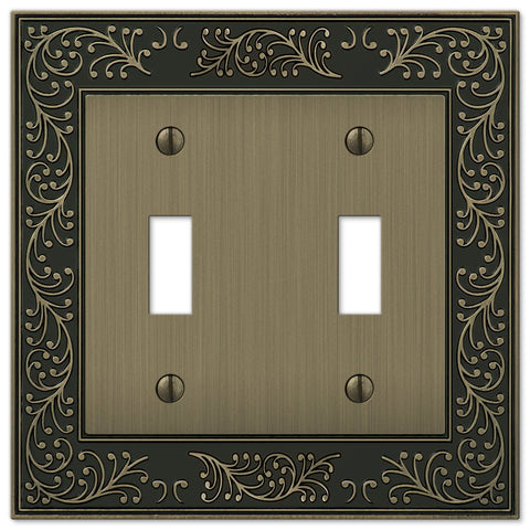 English Garden Brushed Brass Cast - 2 Toggle Wallplate - Wallplate Warehouse 43TTBB 070686574928 2 Toggle