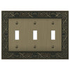English Garden Brushed Brass Cast - 3 Toggle Wallplate - Wallplate Warehouse 43TTTBB 070686574980 3 Toggle