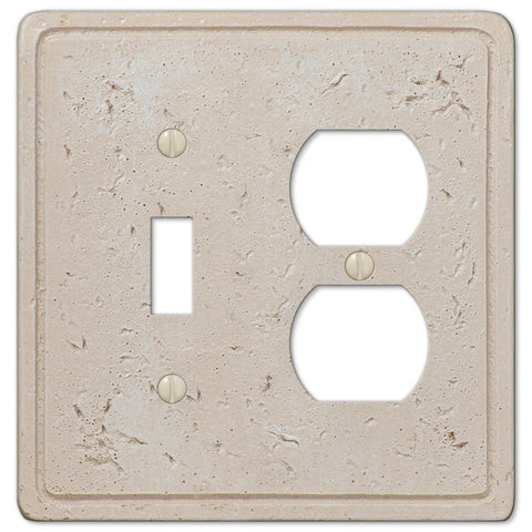 Faux Stone Cream Resin - 1 Toggle / 1 Duplex Wallplate - Wallplate Warehouse 8347TD 070686578629 1 Toggle / 1 Duplex