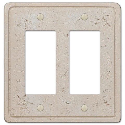 Faux Stone Cream Resin - 2 Rocker Wallplate - Wallplate Warehouse 8347RR 070686578636 2 Rocker