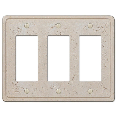 Faux Stone Cream Resin - 3 Rocker Wallplate - Wallplate Warehouse 8347RRR 070686578667 3 Rocker