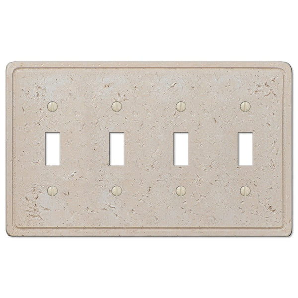 Faux Stone Cream Resin - 4 Toggle Wallplate - Wallplate Warehouse 8347T4 070686578674 4 Toggle