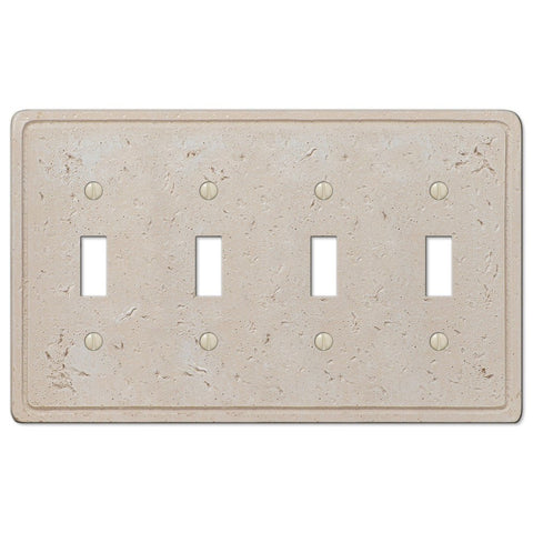 Faux Stone Cream Resin - 4 Toggle Wallplate - Wallplate Warehouse 8347T4 070686578674 4 Toggle