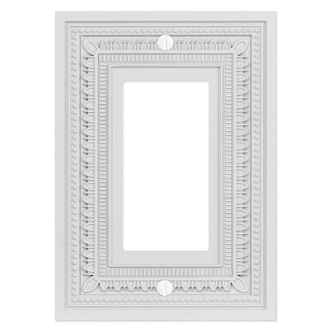 Filigree Border Matte White Cast - 1 Rocker Wallplate - Wallplate Warehouse 83RMW - B 070686015230 1 Rocker