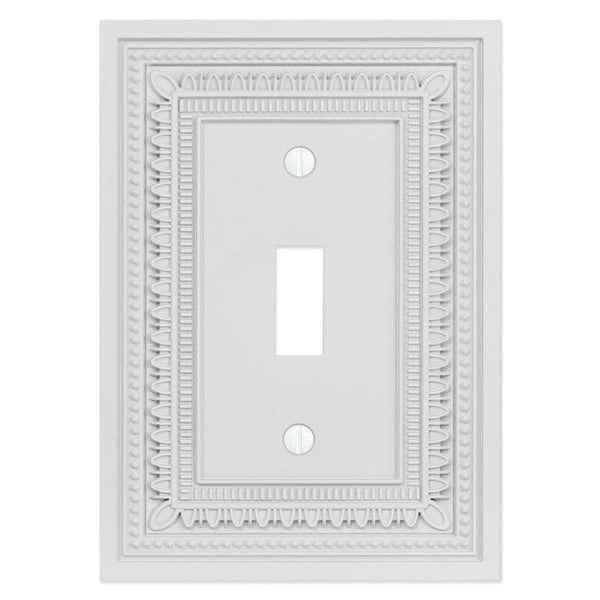 Filigree Border Matte White Cast - 1 Toggle Wallplate - Wallplate Warehouse 83TMW - B 070686015193 1 Toggle