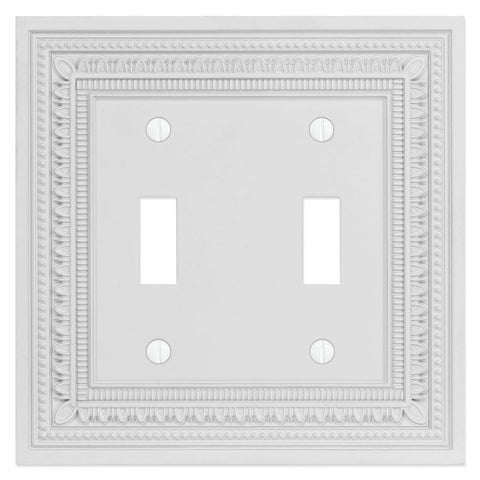 Filigree Border Matte White Cast - 2 Toggle Wallplate - Wallplate Warehouse 83TTMW - B 070686015209 2 Toggle