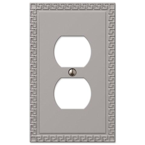 Greek Key Satin Nickel Cast - 1 Duplex Wallplate - Wallplate Warehouse 42DN 070686569696 1 Duplex