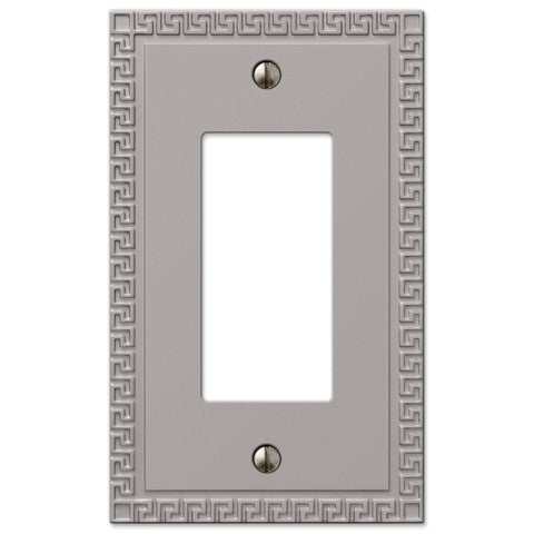 Greek Key Satin Nickel Cast - 1 Rocker Wallplate - Wallplate Warehouse 42RN 070686569702 1 Rocker
