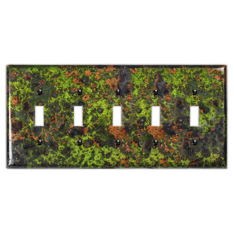 Irish Moss Copper - 5 Toggle Wallplate - Wallplate Warehouse IRMOCOP5T 819332022921 5 Toggle