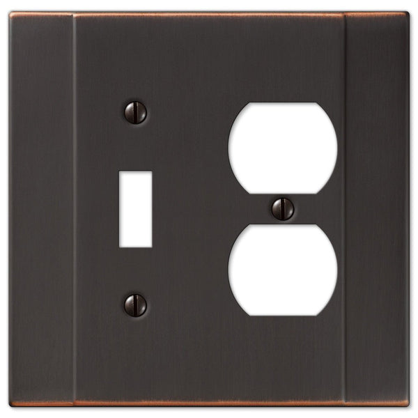Italia Aged Bronze Steel - 1 Toggle / 1 Duplex Wallplate - Wallplate Warehouse 147TDDB 070686570722 1 Toggle / 1 Duplex