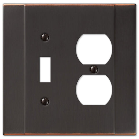 Italia Aged Bronze Steel - 1 Toggle / 1 Duplex Wallplate - Wallplate Warehouse 147TDDB 070686570722 1 Toggle / 1 Duplex