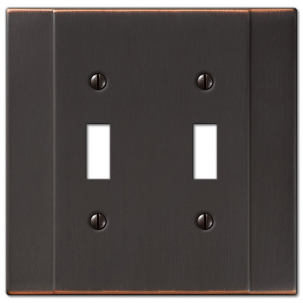 Italia Aged Bronze Steel - 2 Toggle Wallplate - Wallplate Warehouse 147TTDB 070686570708 2 Toggle