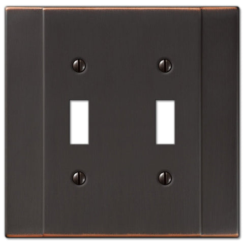 Italia Aged Bronze Steel - 2 Toggle Wallplate - Wallplate Warehouse 147TTDB 070686570708 2 Toggle