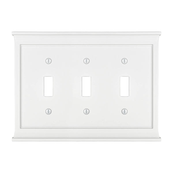 Mantel White Composite - 3 Toggle Wallplate - Wallplate Warehouse 15TTTW 070686016466 3 Toggle