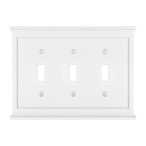 Mantel White Composite - 3 Toggle Wallplate - Wallplate Warehouse 15TTTW 070686016466 3 Toggle